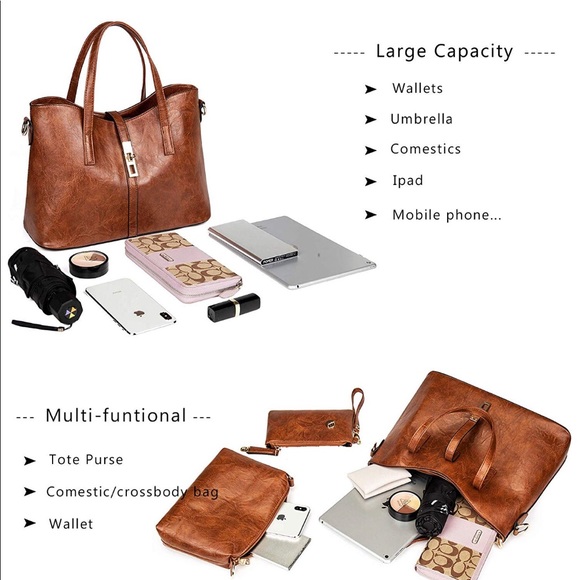 Purse Set (3 Items) - Gray Leather - Picture 4 of 4